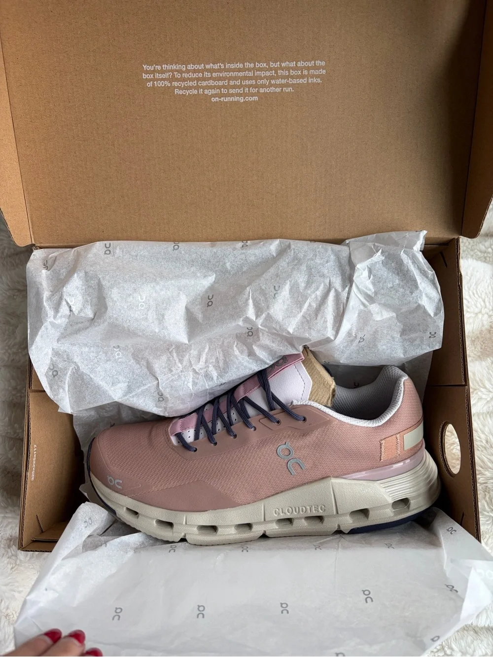 On Running Women's Sneakers in Light Pink with Gray Accents